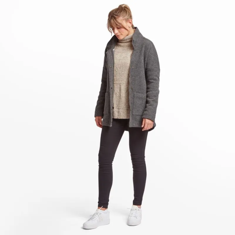 Sherpa Lhamu Women's Button Coat in Kharani Grey-2