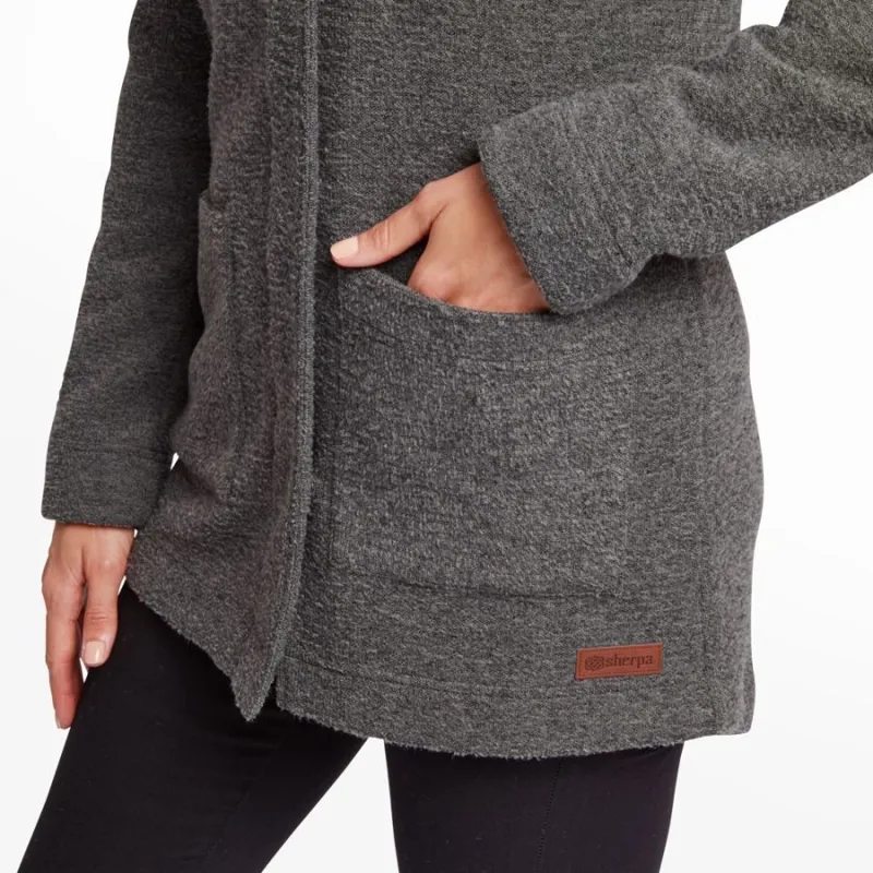 Sherpa Lhamu Women's Button Coat in Kharani Grey-5