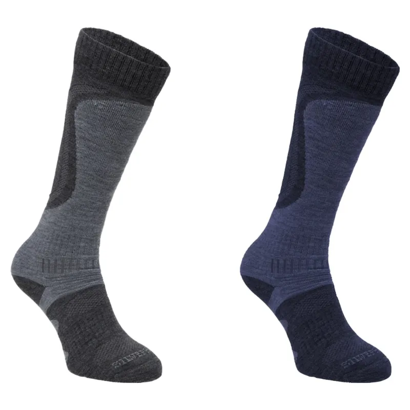 Silverpoint Merino Mid Ski Twin Pack in Blue and Grey