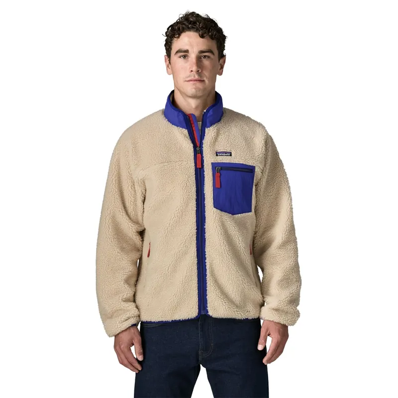 Patagonia Classic Retro-X Men's Fleece Jacket in Dark Natural-Cobalt Blue-1
