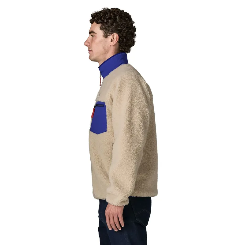Patagonia Classic Retro-X Men's Fleece Jacket in Dark Natural-Cobalt Blue-3