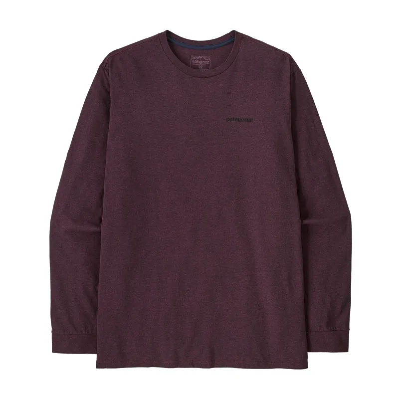 Patagonia Men's Long-Sleeved P-6 Logo Responsibili-Tee in Berry Fig-1