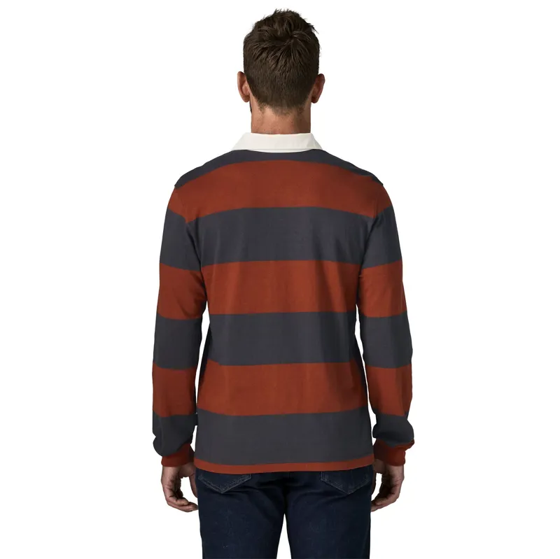 Patagonia Men's Long-Sleeved Rugby Shirt in Wide Stripe-Rusty Red-2
