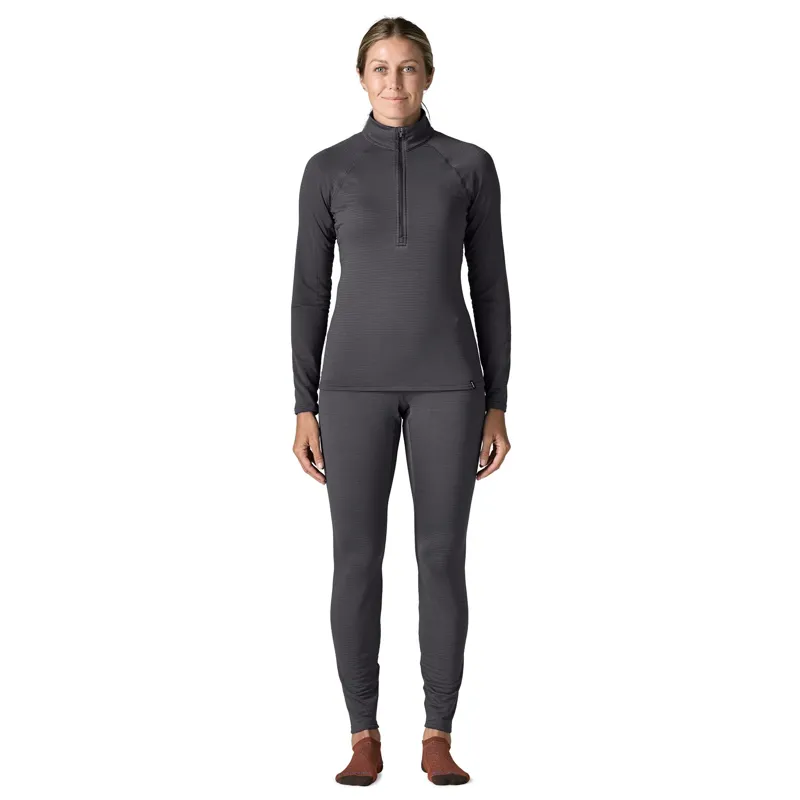 Patagonia Women's Cap Thermal Weight Zip Neck Baselayer in Black-1