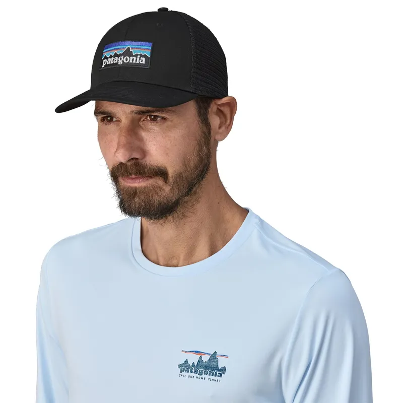 Patagonia P-6 Logo Trucker Hat in Black-1