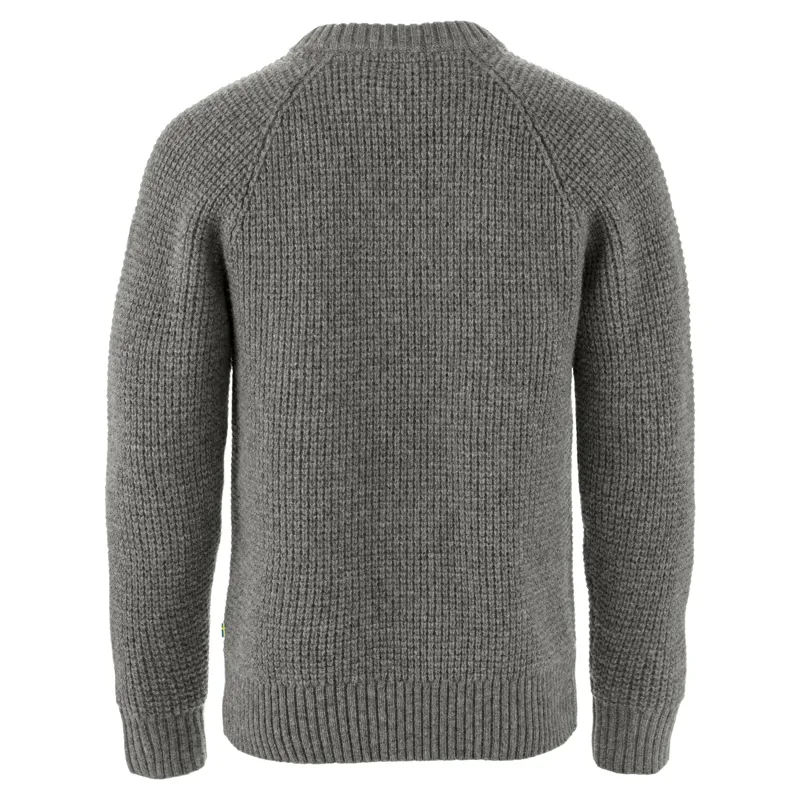 Fjallraven Ovik Waffle Knit Men's Sweater in Grey-Melange-1