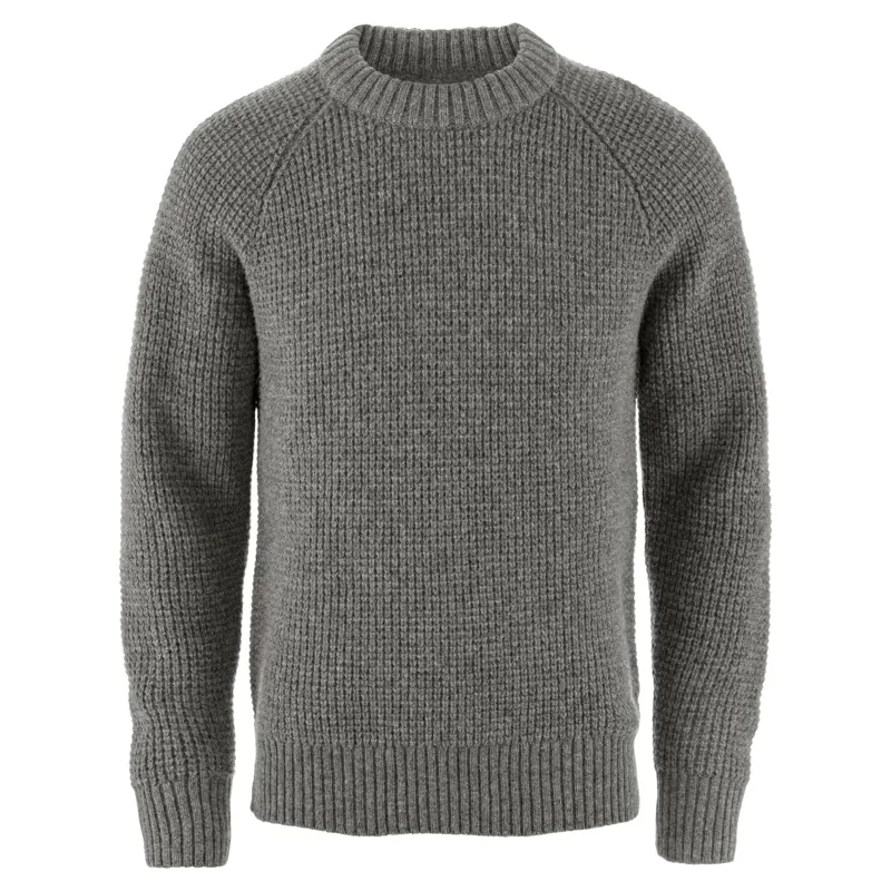 Fjallraven Ovik Waffle Knit Men's Sweater in Grey-Melange