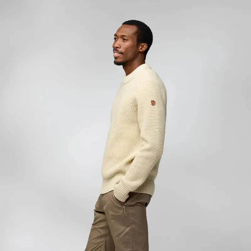Fjallraven Ovik Waffle Knit Men's Sweater in Black Oak-4