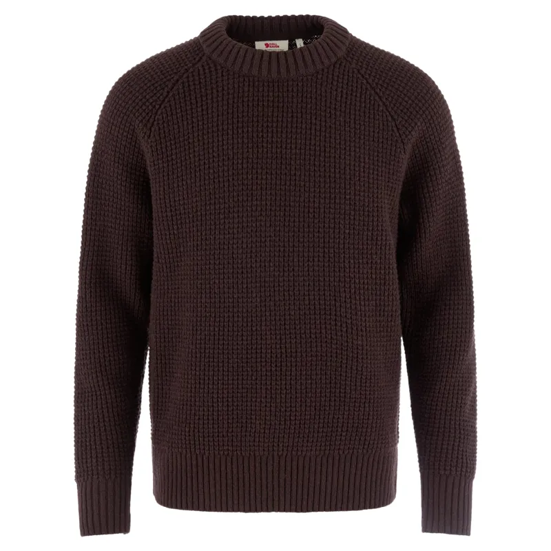 Fjallraven Ovik Waffle Knit Men's Sweater in Black Oak
