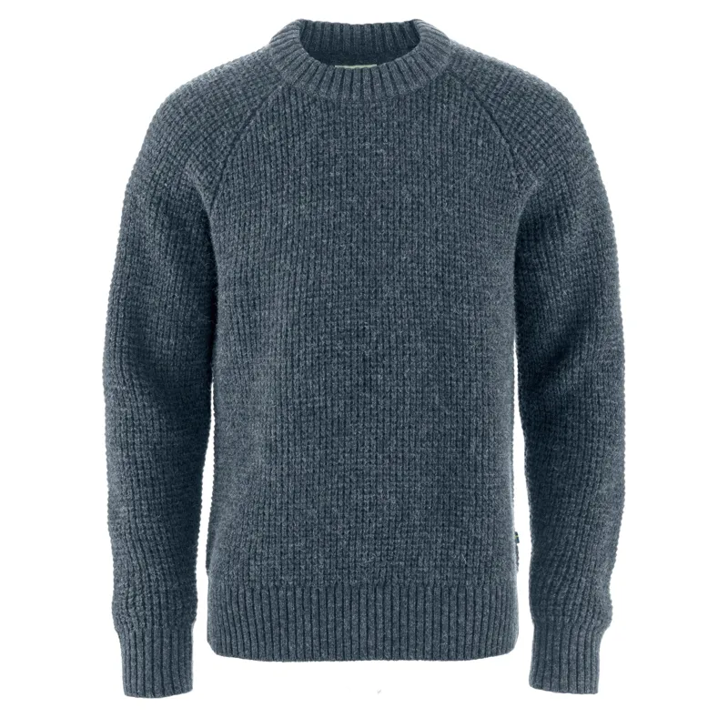 Fjallraven Ovik Waffle Knit Men's Sweater in Navy