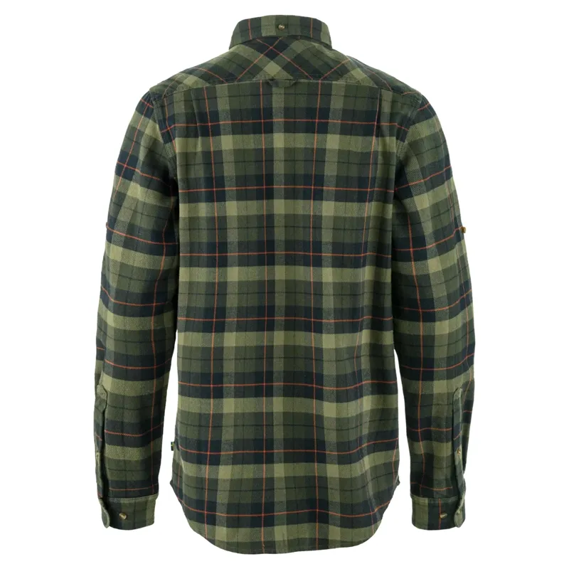 Fjallraven Singi Heavy Flannel Shirt Men's in Black-Deep Forest-1