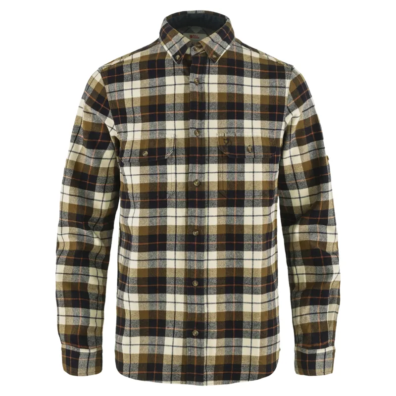 Fjallraven Singi Heavy Flannel Shirt Men's in Chalk White-Dark Navy