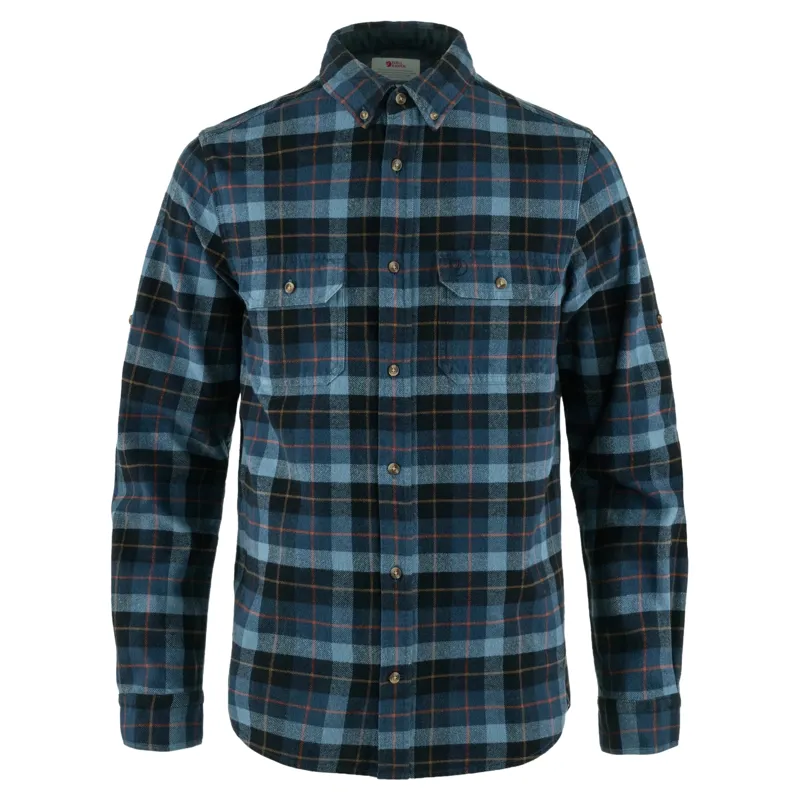 Fjallraven Singi Heavy Flannel Shirt Men's in Dark Navy-Indigo Blue