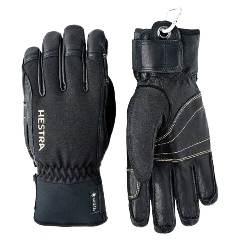 Hestra Army Leather Gore-Tex Short 5-Finger Ski Glove in Black