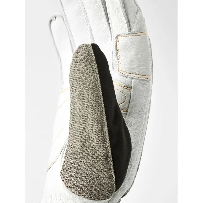 Hestra Army Leather Gore-Tex Short 5-Finger Ski Glove in Light Grey/Offwhite-3