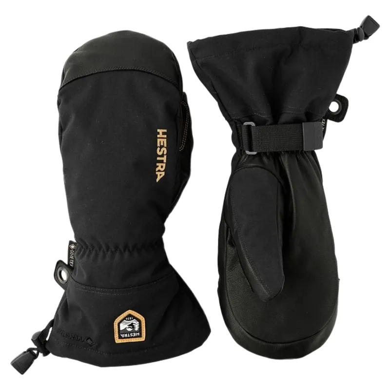 Hestra Army Leather Gore-Tex Ski Mitt in Black/Black