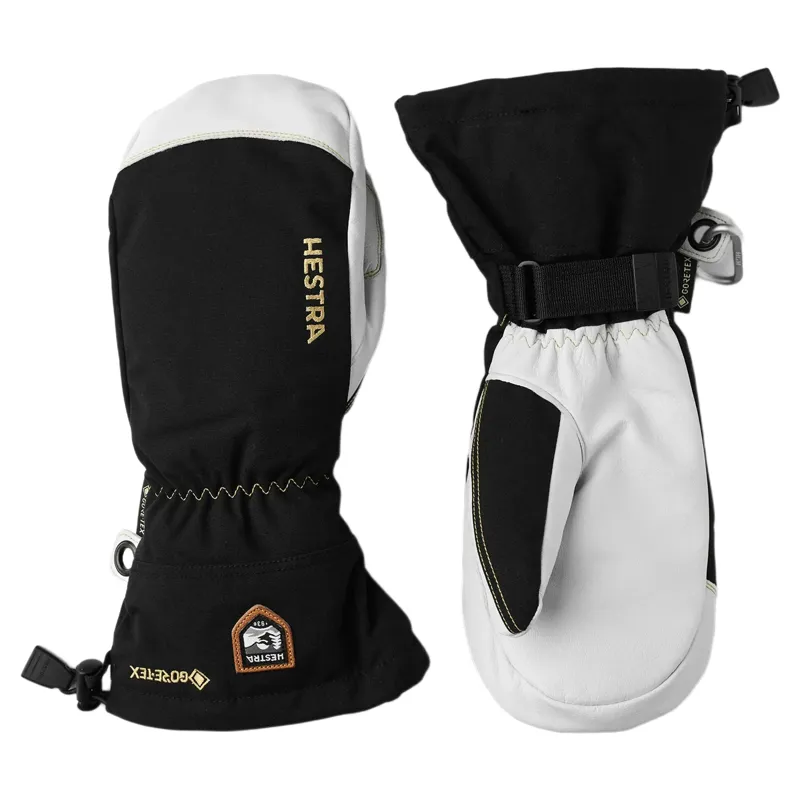 Hestra Army Leather Gore-Tex Ski Mitt in Black/Natural Grey