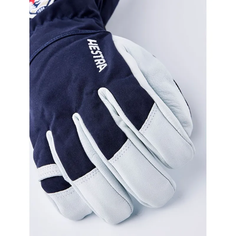 Hestra Army Leather Heli Ski 5-Finger Gloves in Navy-3