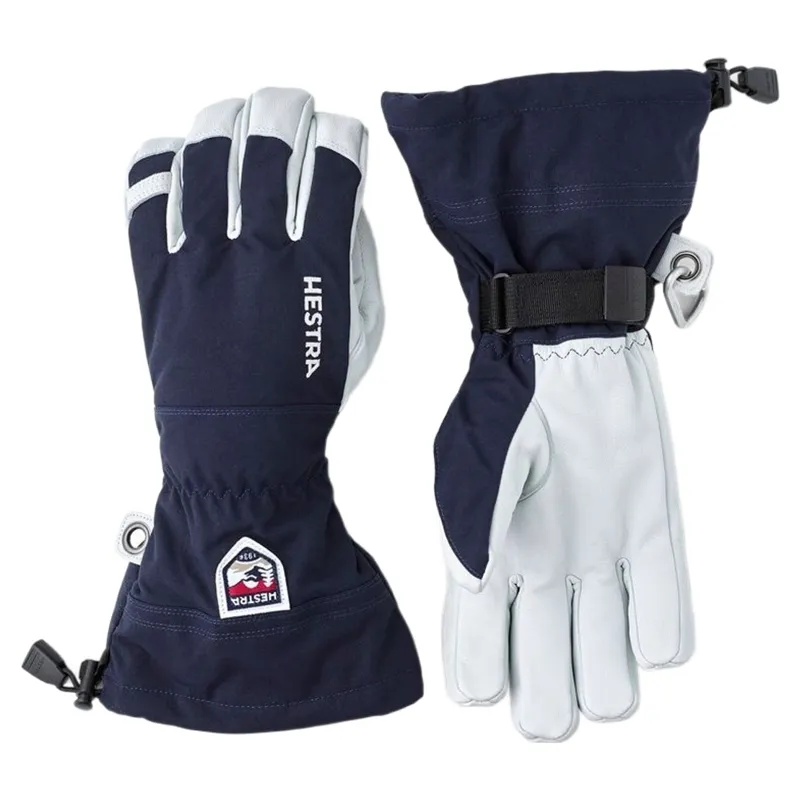 Hestra Army Leather Heli Ski 5-Finger Gloves in Navy