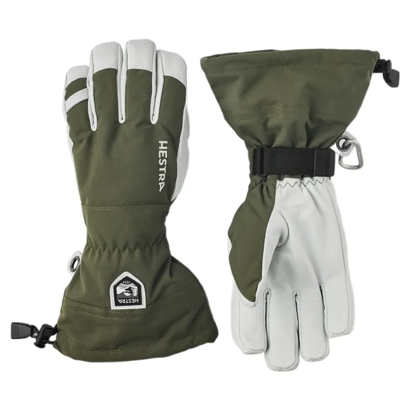 Hestra Army Leather Heli Ski 5-Finger Gloves in Olive