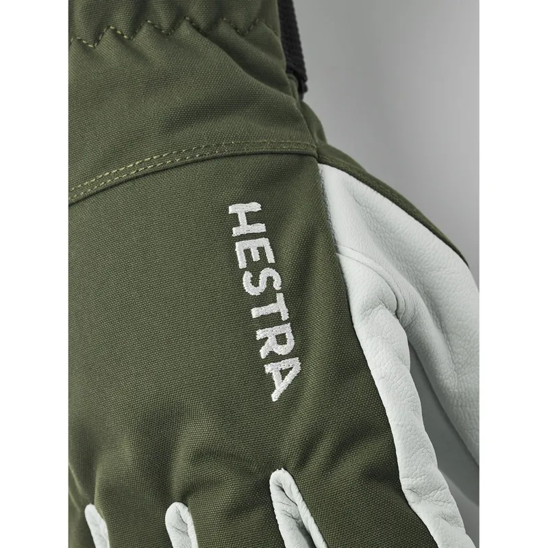 Hestra Army Leather Heli Ski 5-Finger Gloves in Olive-1