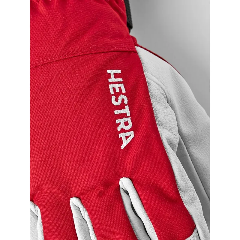 Hestra Army Leather Heli Ski 5-Finger Gloves in Red-2