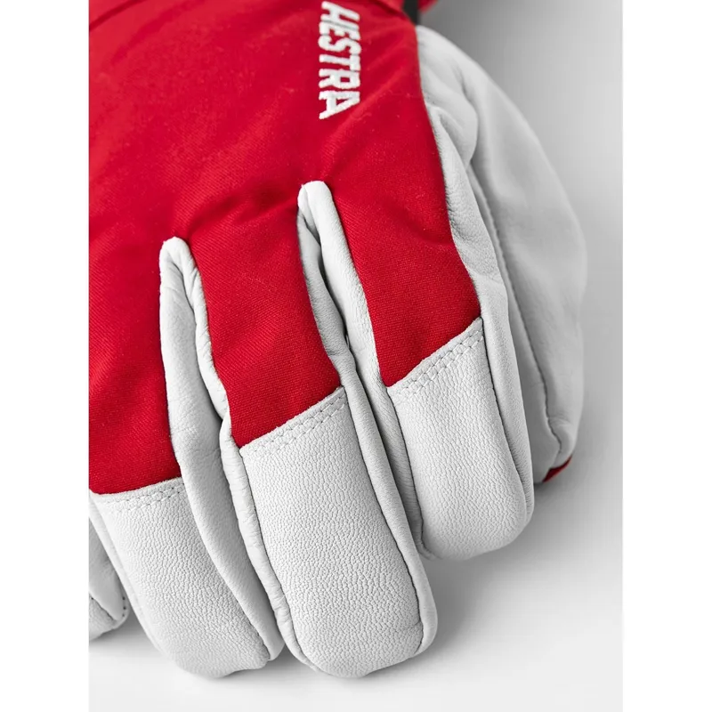 Hestra Army Leather Heli Ski 5-Finger Gloves in Red-1