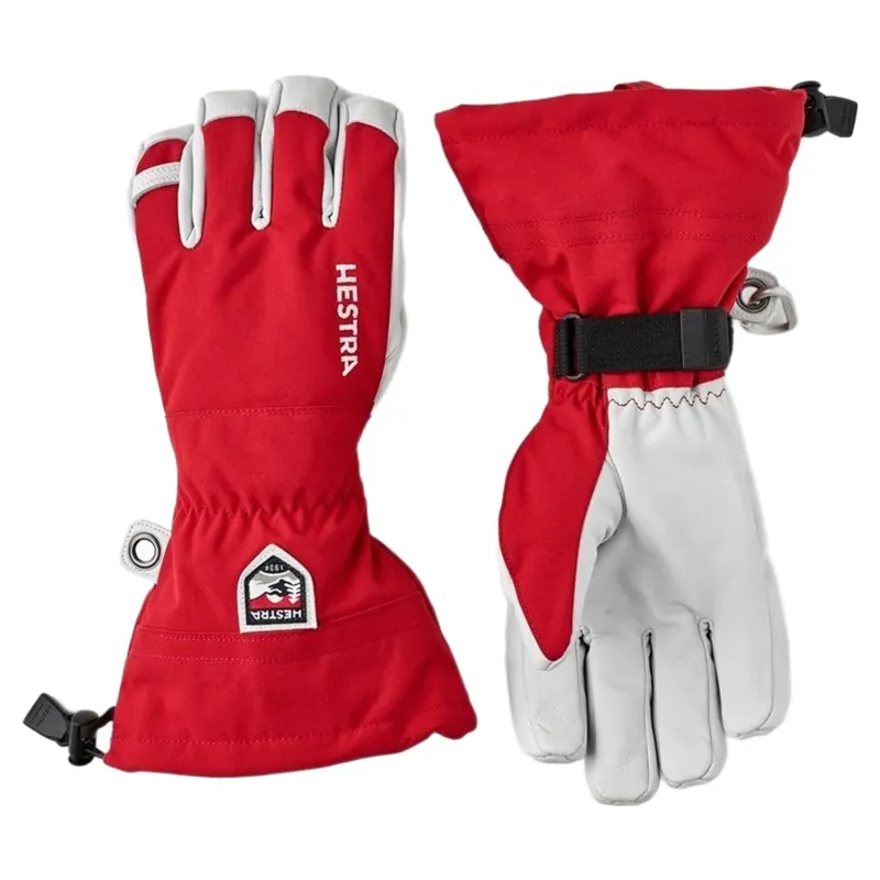 Hestra Army Leather Heli Ski 5-Finger Gloves in Red