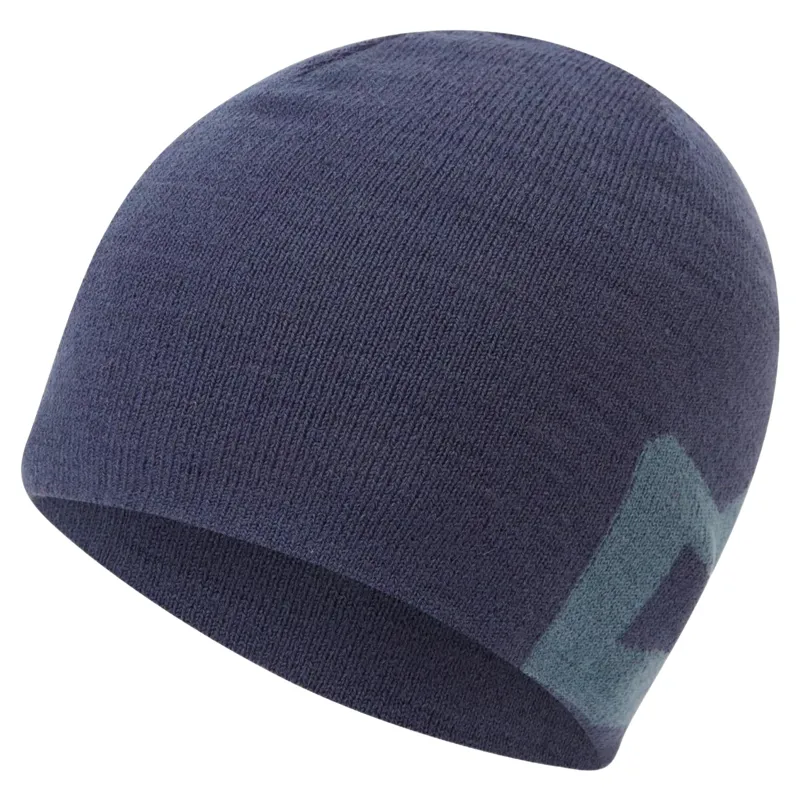 Mountain Equipment Branded Knitted Beanie in Dusk-Blue Fin