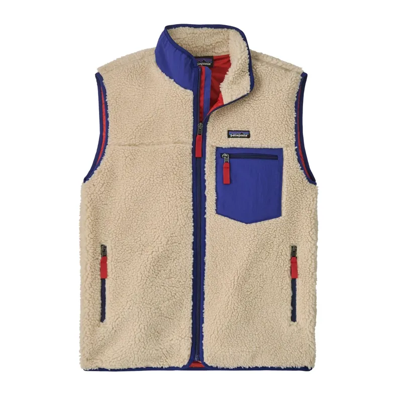 Patagonia Classic Retro-X Men's Fleece Vest in Dark Natural-Cobalt Blue