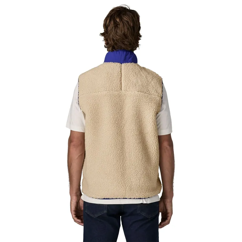Patagonia Classic Retro-X Men's Fleece Vest in Dark Natural-Cobalt Blue-3