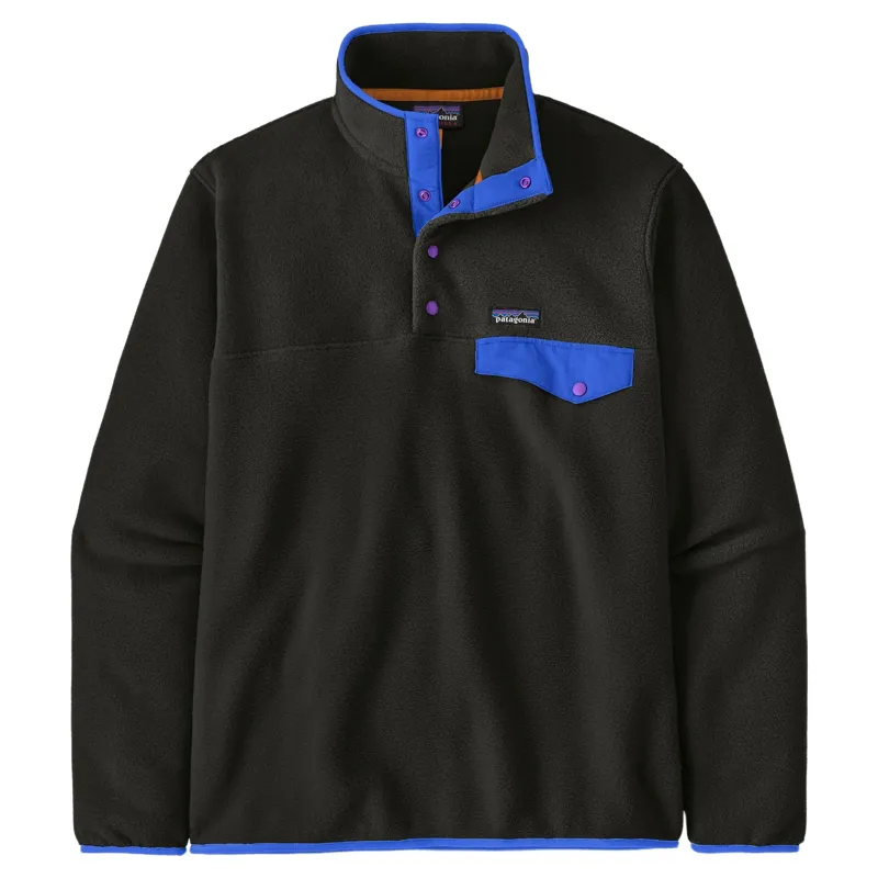 Patagonia Lightweight Synchilla Snap-T Men's Fleece Pullover in Black-P6 Blue
