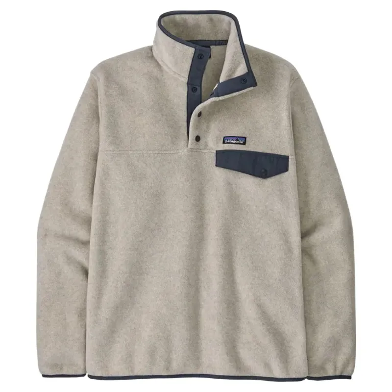 Patagonia Lightweight Synchilla Snap-T Men's Fleece Pullover in Oatmeal Heather-Smolder Blue