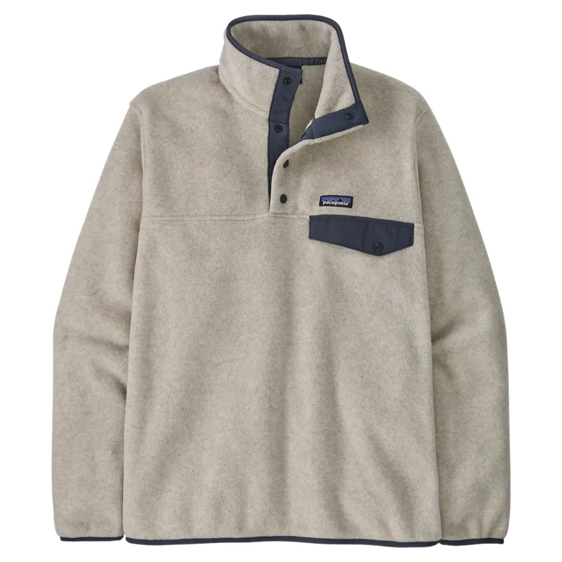 Patagonia Lightweight Synchilla Snap-T Men's Fleece Pullover in Oatmeal Heather-New Navy
