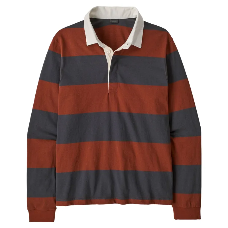 Patagonia Men's Long-Sleeved Rugby Shirt in Wide Stripe-Rusty Red