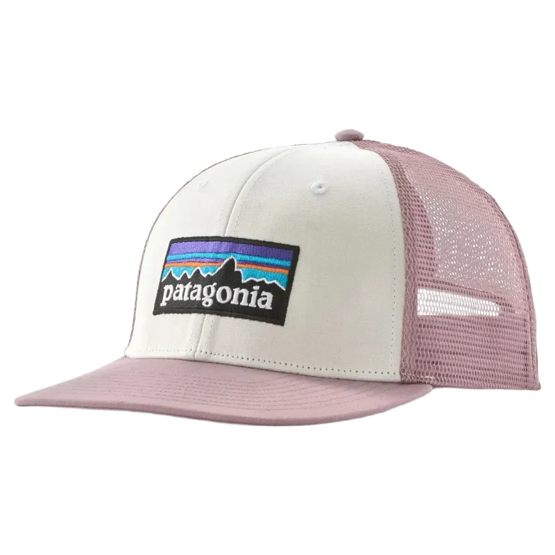 Patagonia P-6 Logo Trucker Hat in White-Quiet Violet