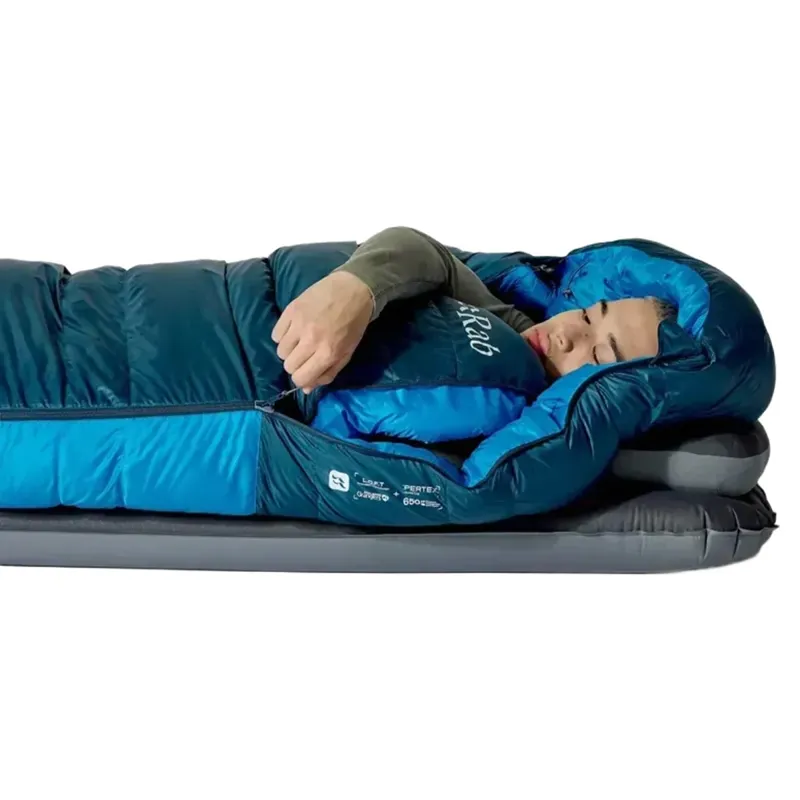 Rab Ascent -6c Down Sleeping Bag in Tempest Blue/Maya Blue-12