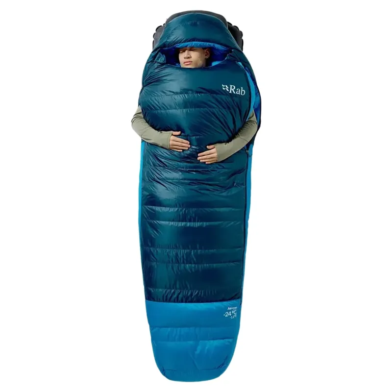 Rab Ascent -6c Down Sleeping Bag in Tempest Blue/Maya Blue-5
