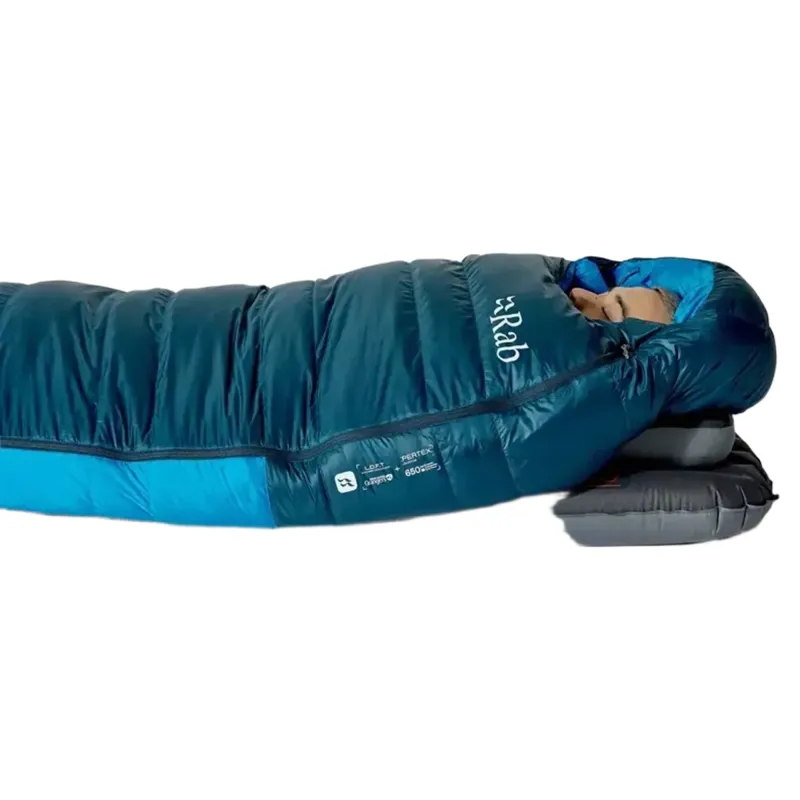 Rab Ascent -6c Down Sleeping Bag in Tempest Blue/Maya Blue-11