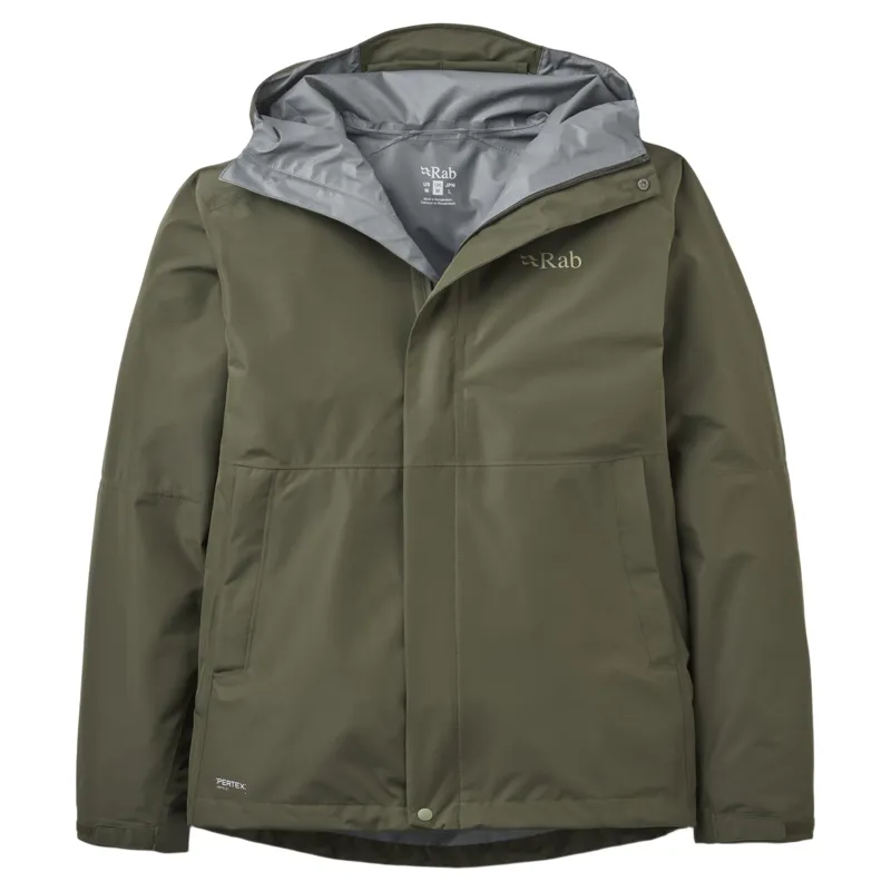 Rab Downpour Waterproof Jacket in Army