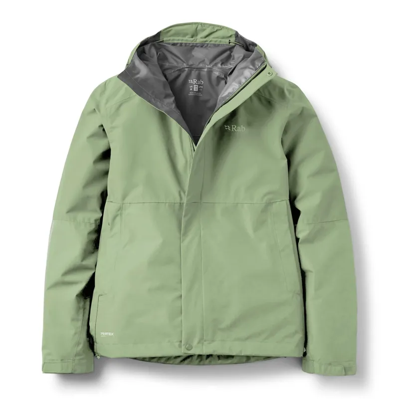Rab Downpour Women's Waterproof Jacket in Dark Fig Green
