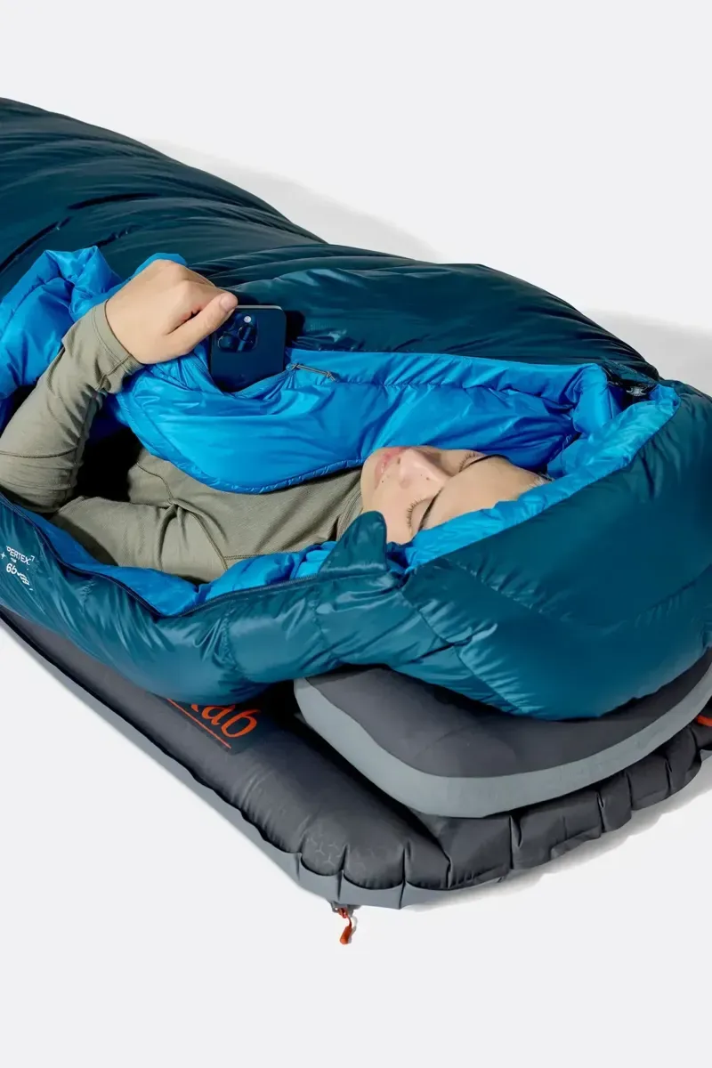 Rab Ascent Down Sleeping Bag 0C Regular in Tempest Blue/Maya Blue-7