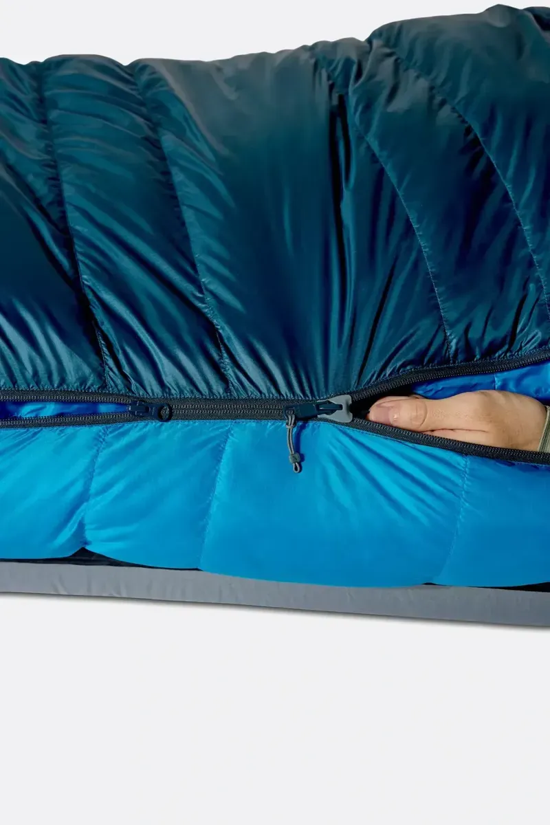 Rab Ascent Down Sleeping Bag 0C Regular in Tempest Blue/Maya Blue-8
