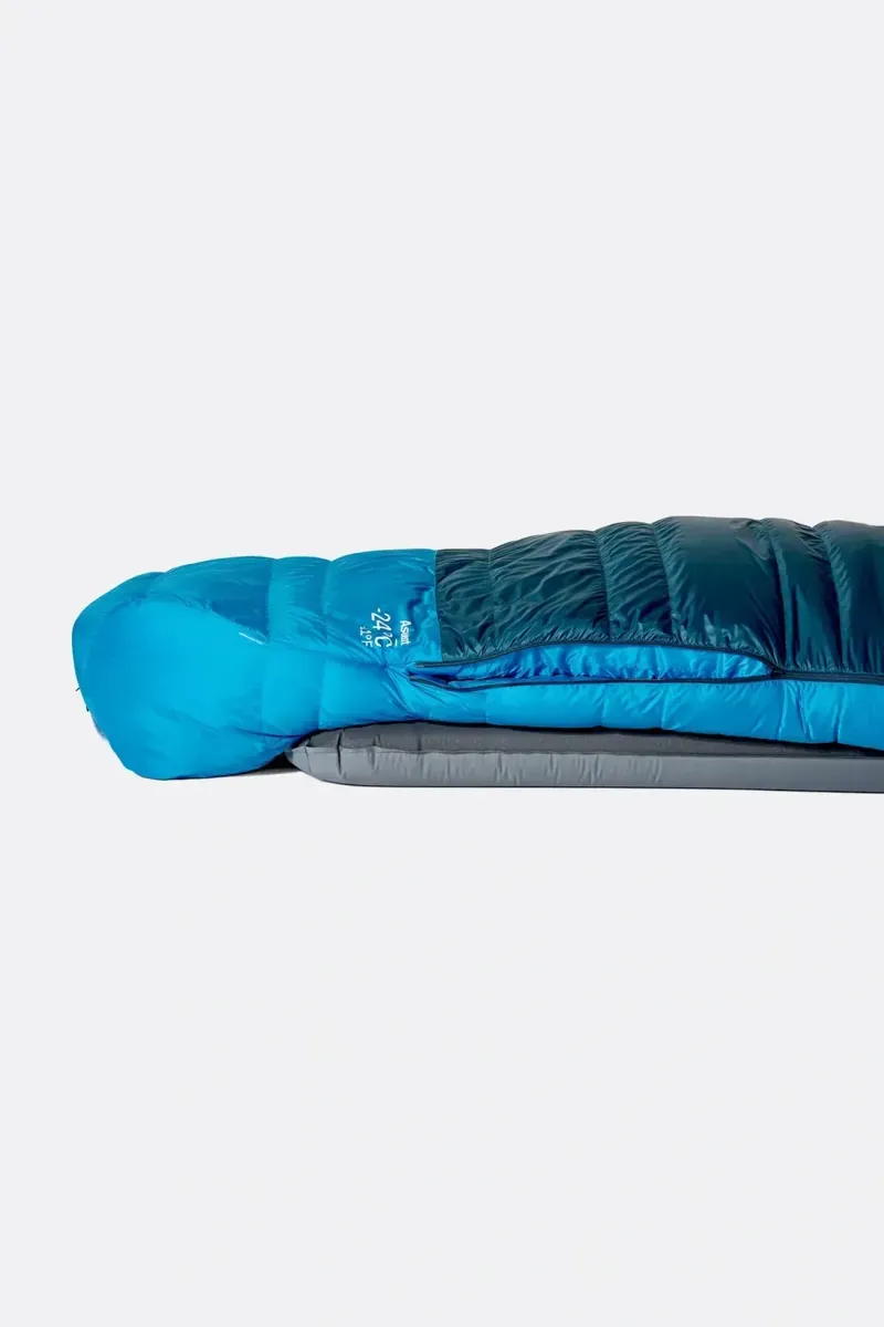 Rab Ascent Down Sleeping Bag 0C Regular in Tempest Blue/Maya Blue-9