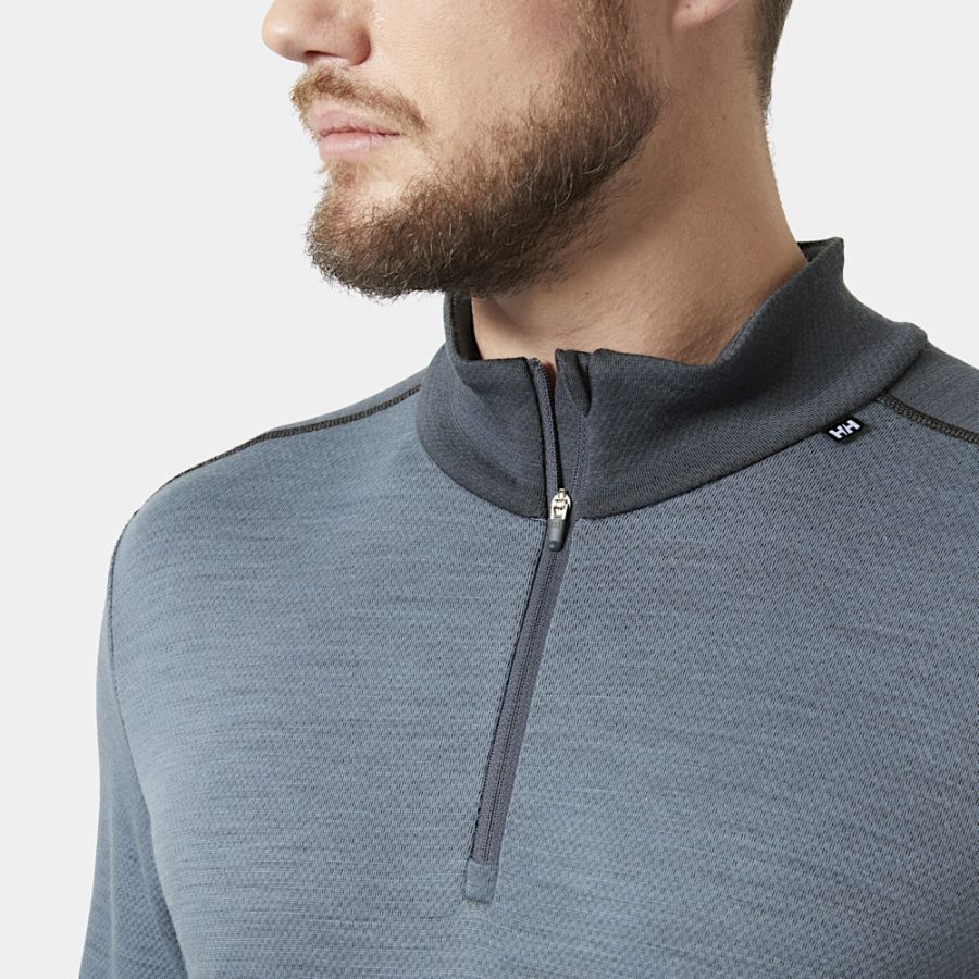 HH LIFA MERINO MW 1/2 ZIP NAV 05