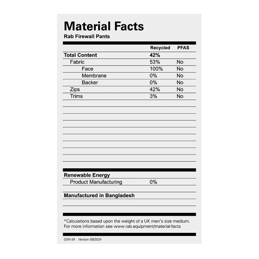 RAB FIREWALL PANTS - REGULAR DEFAULT 99